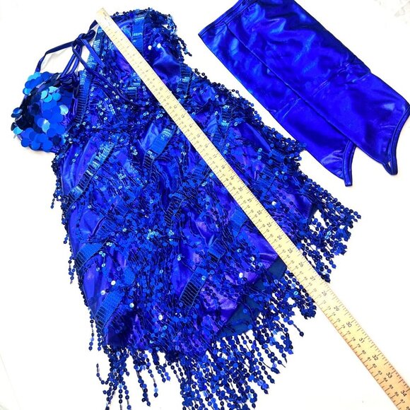 Blue sequins dress Latin Dance Dress 1920 Flapper Costume Size Medium - Picture 9 of 13